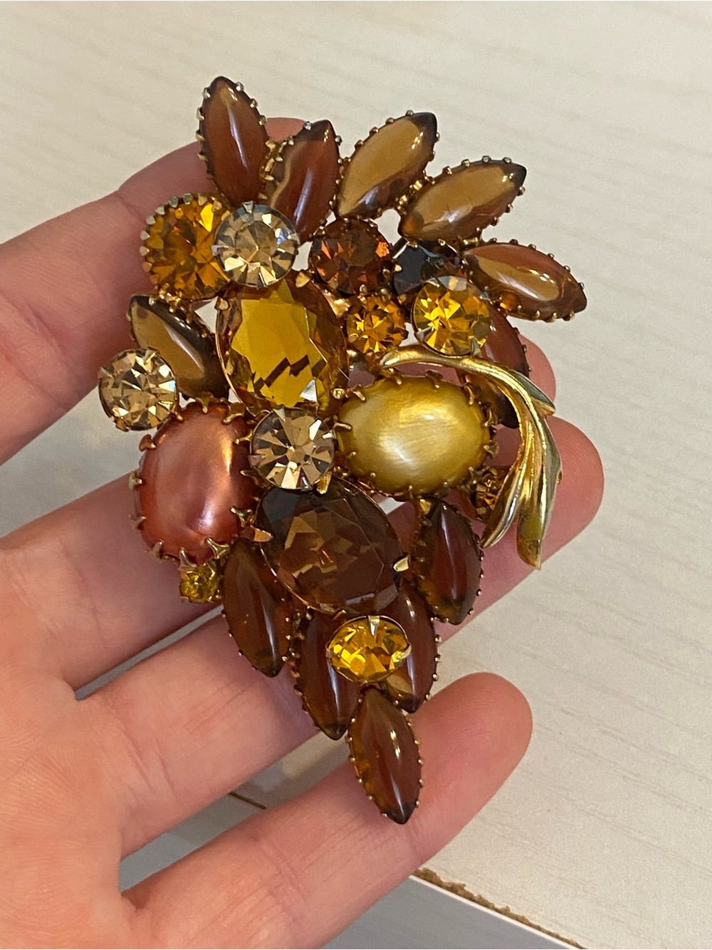 Vintage Juliana D&E Fall Color Rhinestone Brooch 1960’s